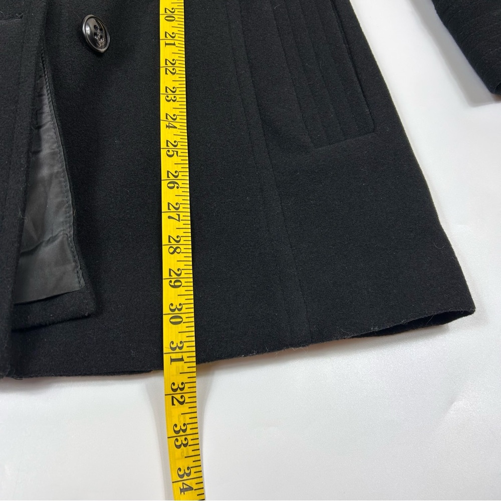 London Fog Womens Medium Black Wool Pea Coat Plaid Scarf Business Professional - Picture 6 of 9
